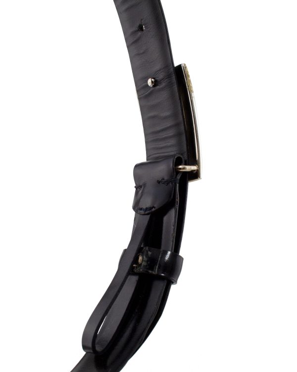 Tom Ford Era Black Leather Belt with Silver Metal G Buckle Cheap