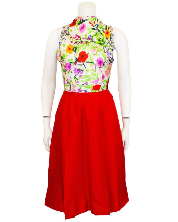 Red and Floral Jacket and Dress Ensemble Online Hot Sale