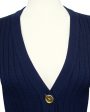 Navy Blue Wool Cardigan and Gabardine Skirt Ensemble Hot on Sale