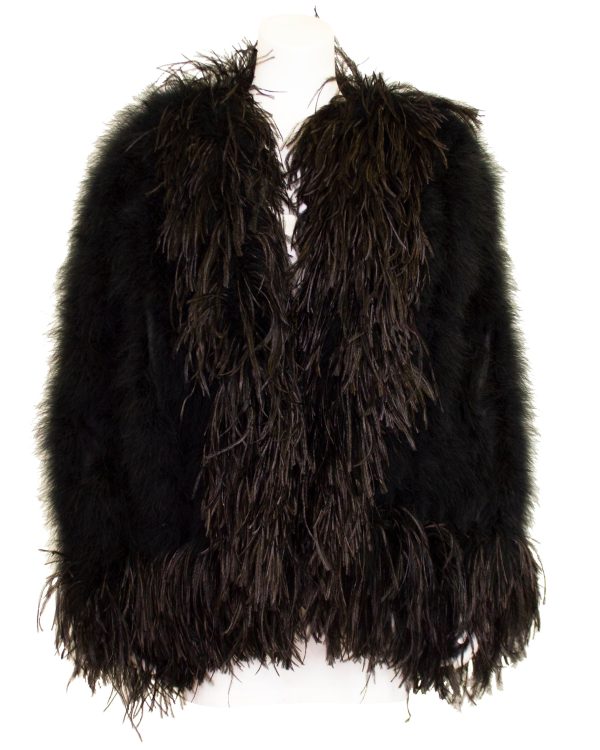 Black Ostrich and Marabou Feather Jacket Cheap