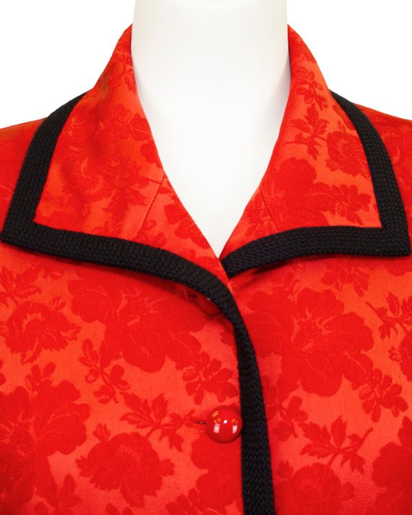 Red Silk Damask Blazer Discount