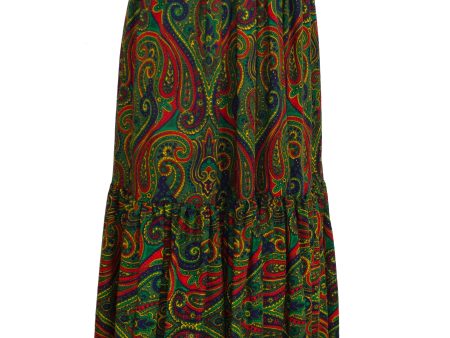 Green Paisley Russian Collection Peasant Skirt For Sale