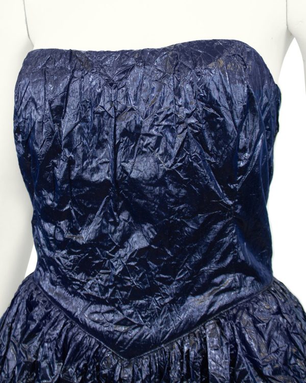 Navy Blue Strapless  Trash Bag  Gown Fashion