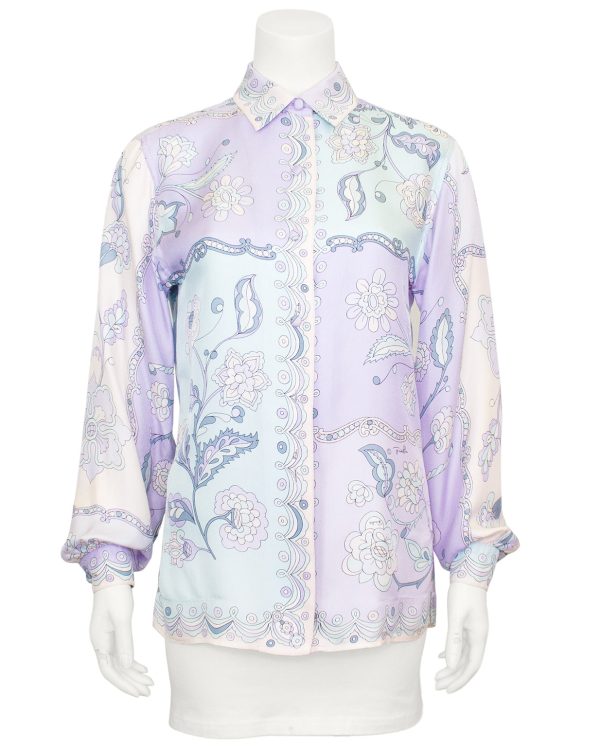 Pastel Floral Silk Shirt Hot on Sale