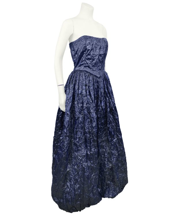 Navy Blue Strapless  Trash Bag  Gown Fashion