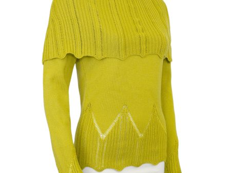 Chartreuse Wool Fold Over Sweater Online now