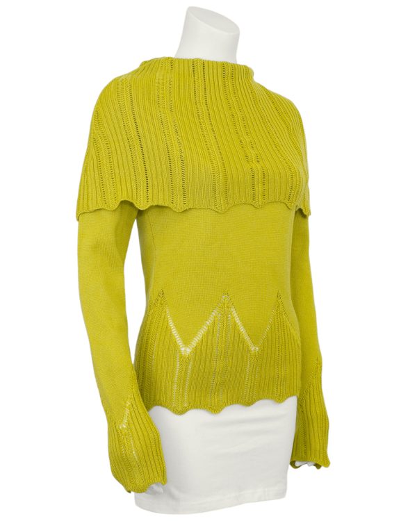 Chartreuse Wool Fold Over Sweater Online now