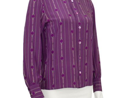 Purple Silk Blouse with Chainlink Pattern Discount