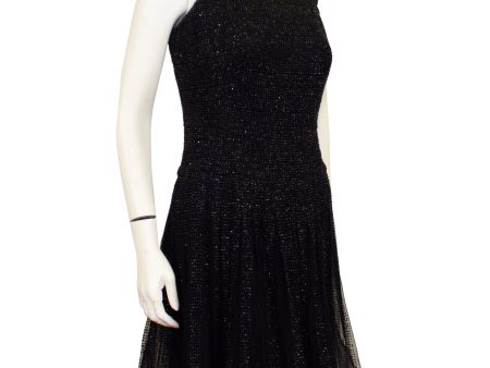 Black Demi Couture Cocktail Dress with Jet Sparkles For Sale