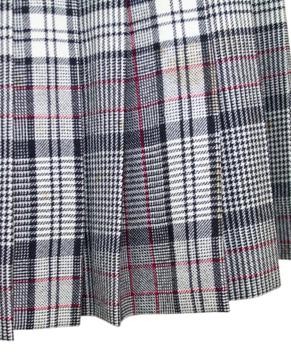 Grey, Black and Red Wool Plaid Skirt Hot on Sale