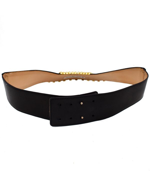 Black Leather Belt with Rhinestone Bars Online