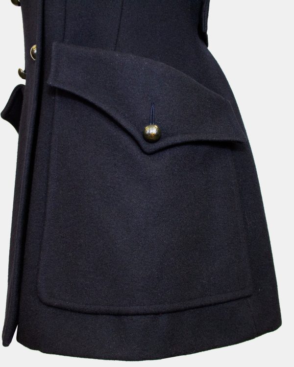 Black Wool Double Breasted Pea Coat Online Sale