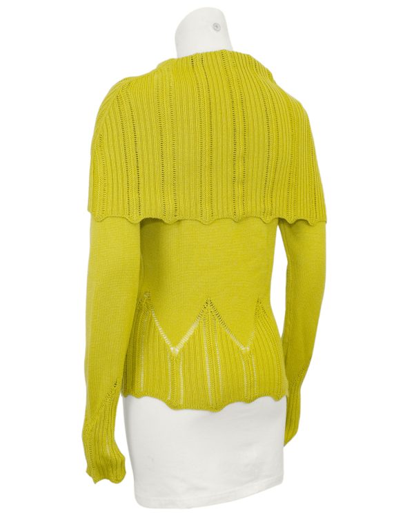 Chartreuse Wool Fold Over Sweater Online now