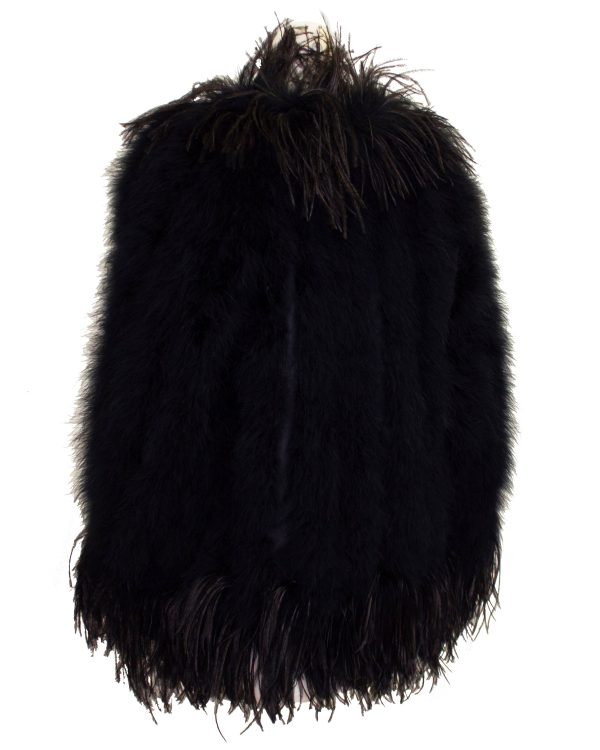 Black Ostrich and Marabou Feather Jacket Cheap