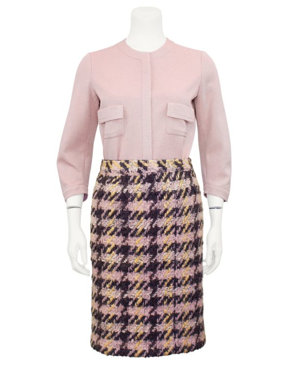 Pink and Charcoal Grey Houndstooth Haute Couture 3 pc. Ensemble Fashion