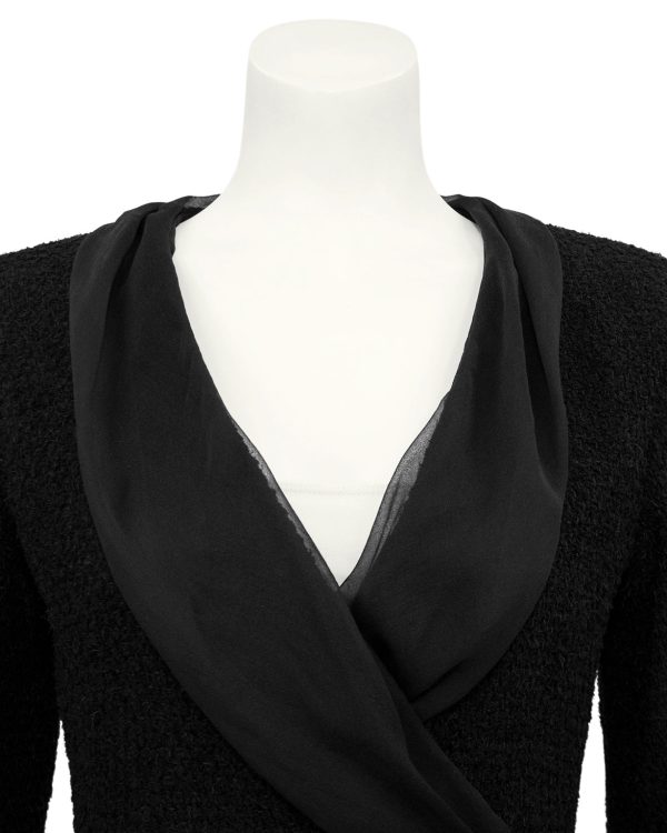 Black Boucle and Chiffon Blazer For Cheap