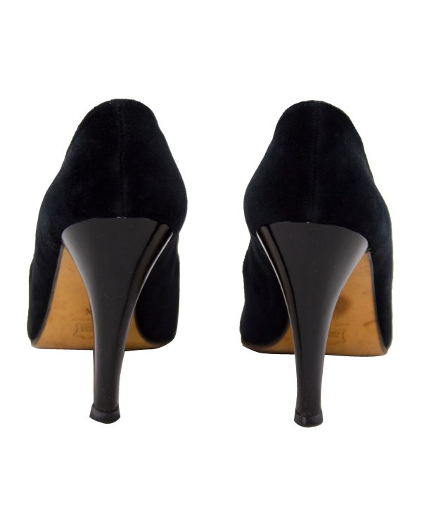 Velvet Pumps with Leather Bow For Discount