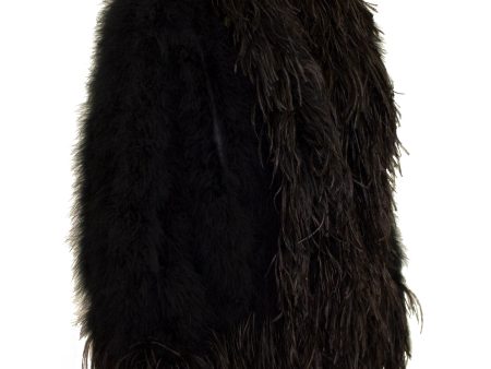 Black Ostrich and Marabou Feather Jacket Cheap