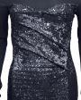 Charcoal Grey Sheer and Sequin Cocktail Dress Discount