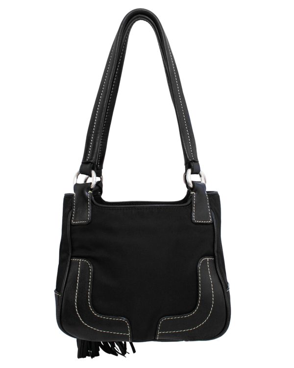 Black Leather and Nylon Mini Bag Online Hot Sale