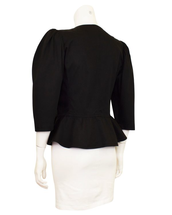 Black Cotton Peplum Jacket Sale