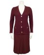 Maroon Cardigan and Skirt Ensemble Cheap