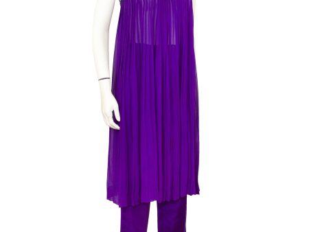 Purple Pleated and Silk Ensemble Online now