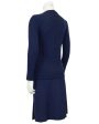 Navy Blue Wool Cardigan and Gabardine Skirt Ensemble Hot on Sale