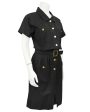 Black Cotton Belted Shirt Dress For Discount