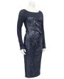 Charcoal Grey Sheer and Sequin Cocktail Dress Discount