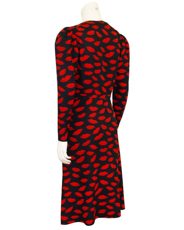 Black and Red Lip Dress with Original Flower From 1971 For Discount