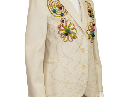 Cream Embroidered Blazer Online Hot Sale