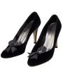 Velvet Pumps with Leather Bow For Discount