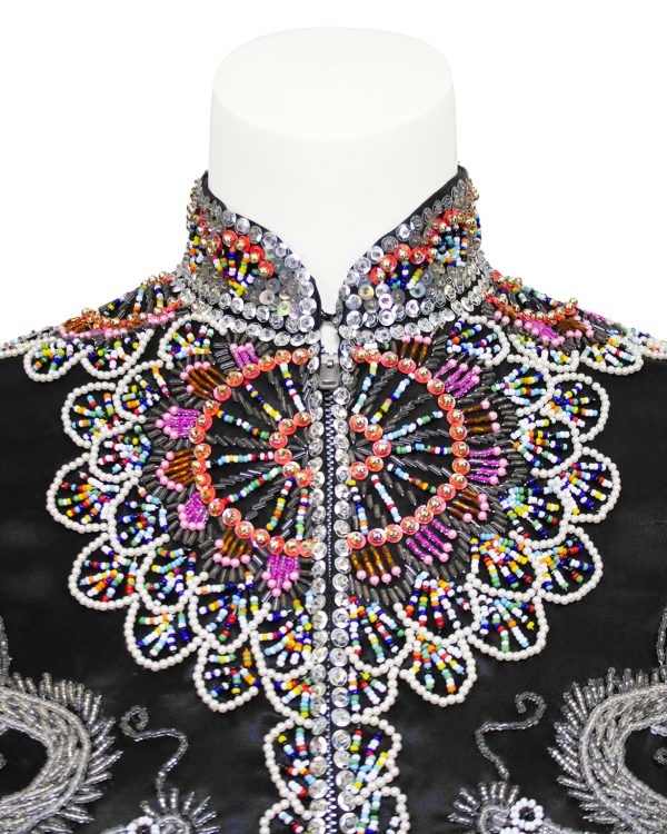 Black Dragon and Phoenix Beaded Jacket Online Hot Sale