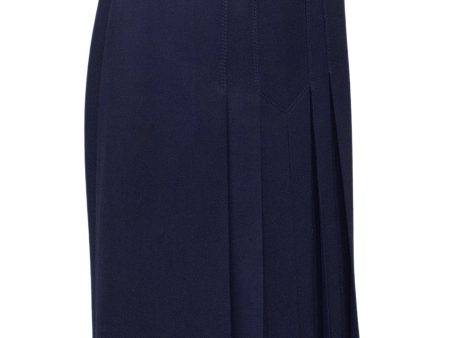 Navy Wool Gabardine Pleated Skirt Cheap