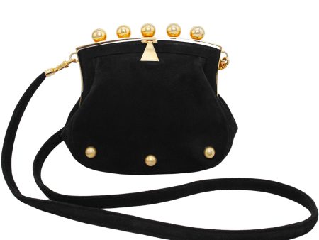 Phillippe Model Paris Black and Gold Suede Mini Bag Cheap