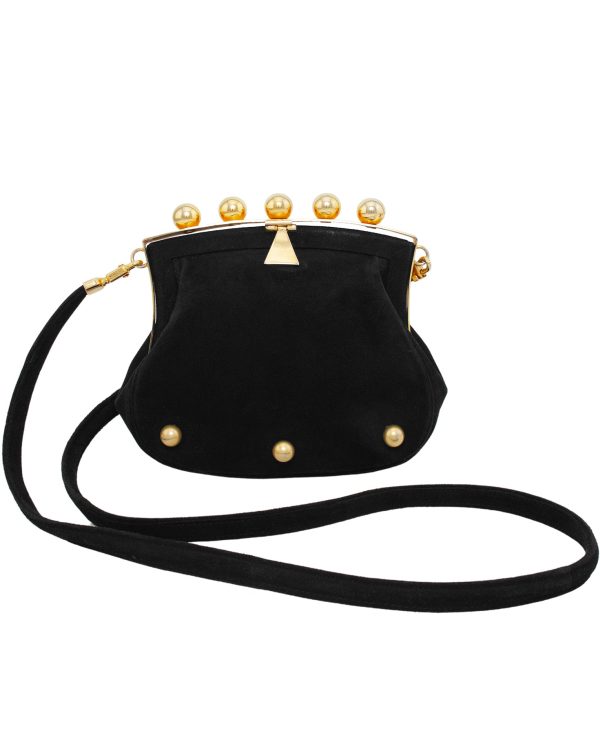 Phillippe Model Paris Black and Gold Suede Mini Bag Cheap