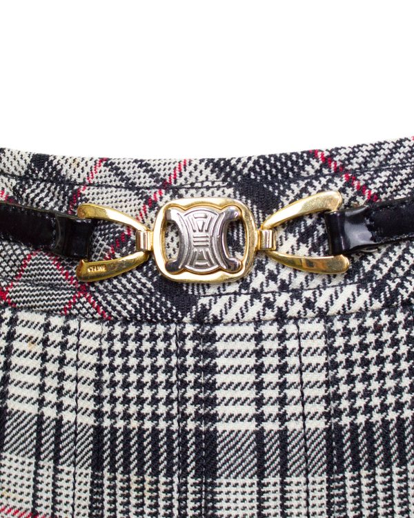 Grey, Black and Red Wool Plaid Skirt Hot on Sale