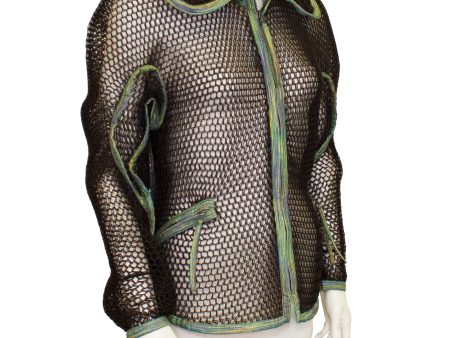 Black and Green  Fish Net  Jacket For Cheap