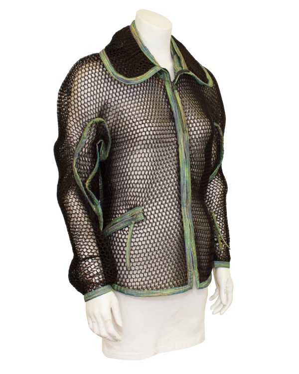 Black and Green  Fish Net  Jacket For Cheap