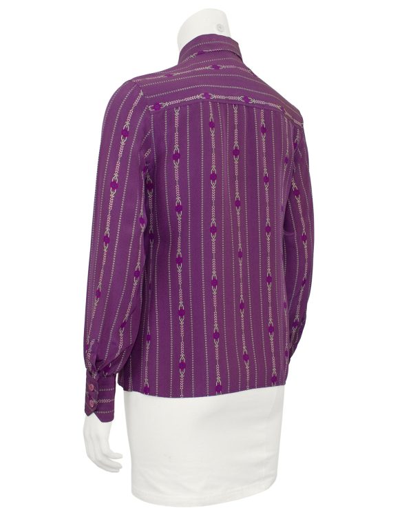 Purple Silk Blouse with Chainlink Pattern Discount