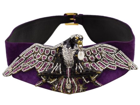 Henryks Bijoux Vienne Jewelled Eagle Purple Suede Wide Belt Fashion