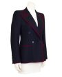 Navy Wool Blazer with Maroon Trim from 1971 Online now