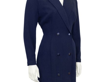 Navy Wool Double Breasted Coat Dress on Sale