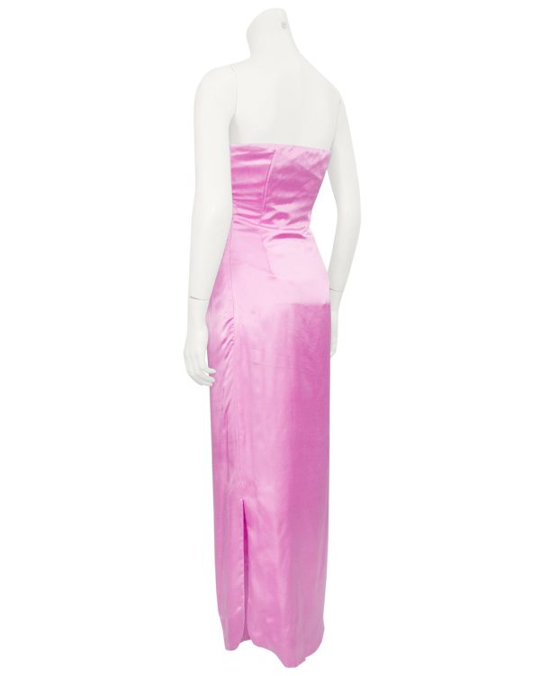 Pink Strapless Silk Gown with Beaded Dragon and Phoenix Hot on Sale