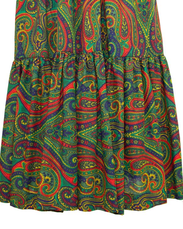 Green Paisley Russian Collection Peasant Skirt For Sale