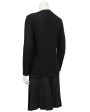 Black Wool Cardigan and Gabardine Skirt Ensemble Fashion