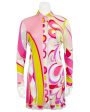 Pink and Yellow Abstract Printed Tunic For Cheap