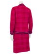 Pink Plaid Haute Couture Suit with Navy Trim For Sale