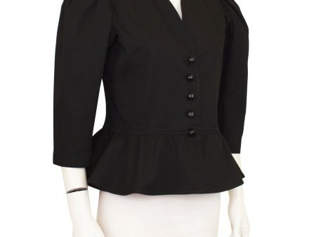 Black Cotton Peplum Jacket Sale